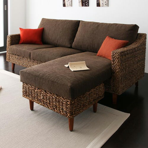 ソファ ソファー 3人掛け以上 コーナーカウチ ブラウン 幅：50cm?59cm 奥行き：50cm? ...