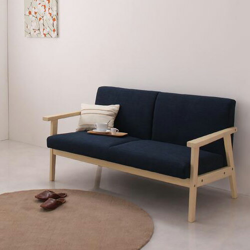 樂天商城 - ソファ ソファー カウチ 2人掛け ネイビー 幅：50cm?59cm 奥行き：50cm?59cm 高さ：30cm?39cm カントリー クラシック フレンチ ベーシック ミッドセンチュリー モダン レトロ ロマンチック 北欧 無地 要組立品 布地 木 中国 2人掛け カウチ 北欧風 紺 ネイビー 白 ホワイ