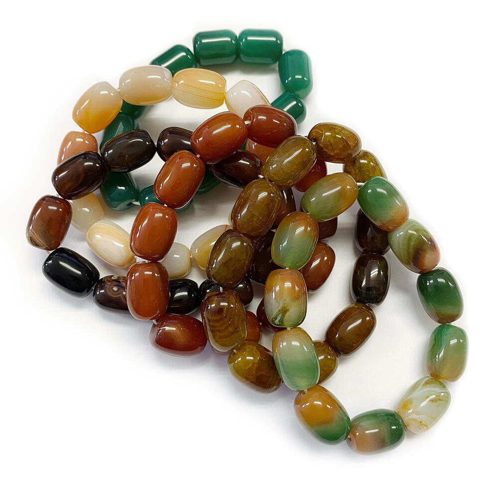 アゲート ブレスレット 多色 孔雀瑪瑙 赤 レッド グリーン 緑 めのう 瑪瑙 パワーストーン 天然石ブレスレット玉径約13mmx18mm 期間限定天然石スト...
