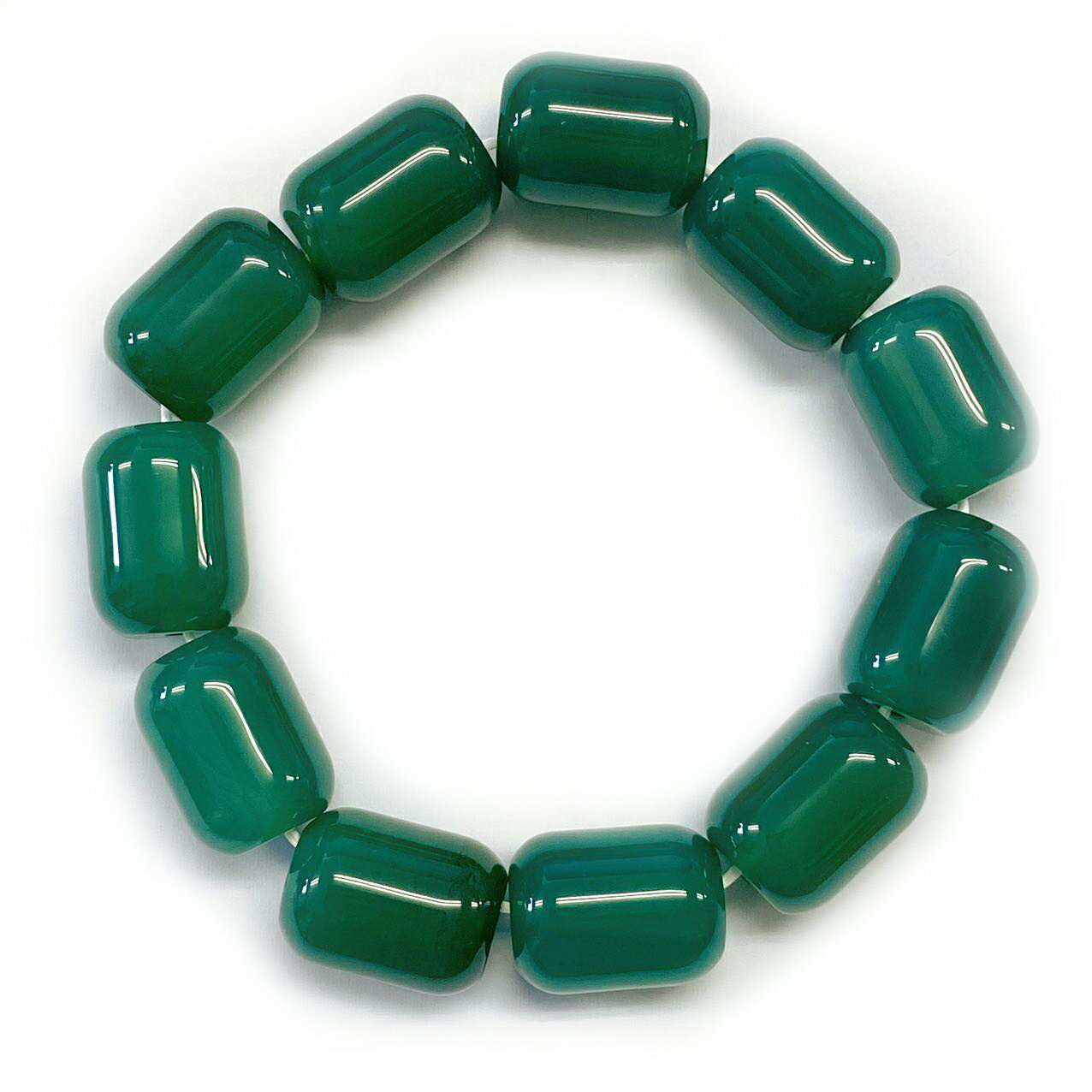 アゲート　ブレスレット　緑めのう　めのう　瑪瑙　パワーストーン　天然石ブレスレット玉径約13mmx18mm　期間限定天然石ストラップ付　ゆうメール便送料無料