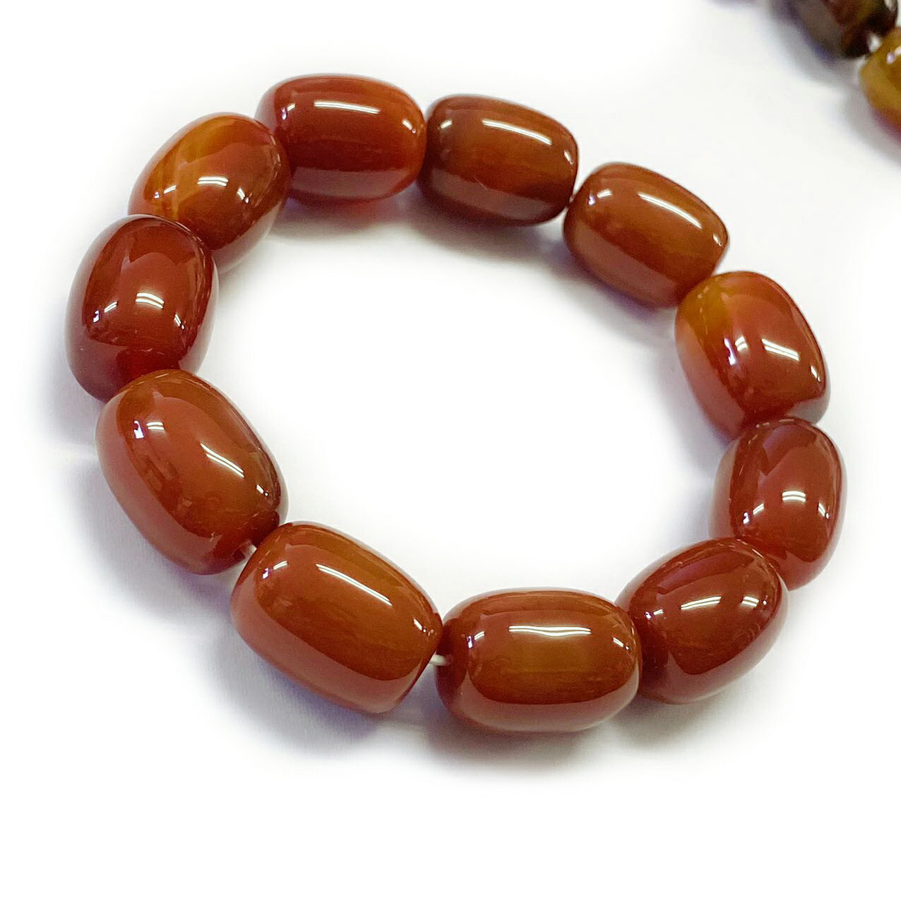 アゲート　ブレスレット　赤めのう　めのう　瑪瑙　パワーストーン　天然石ブレスレット玉径約13mmx18mm　期間限定天然石ストラップ付　ゆうメール便送料無料