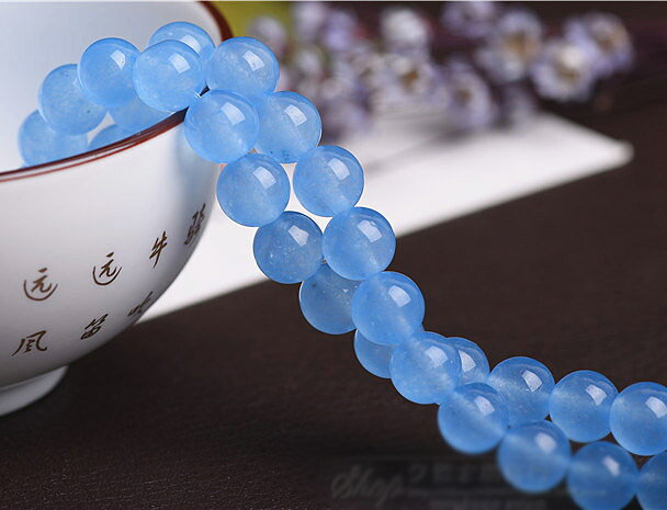 「1連 18cm」 カルセドニー (ブルー) 8mm 　10mmパワーストーン バラ売り 天然石 ...