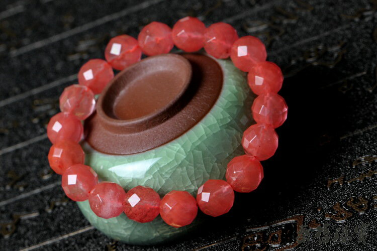 天然石クォーツ着色●玉径約8mm　64面カット/ブレスレット/天然石●パワーストーン4輪●r8・10P03Dec16