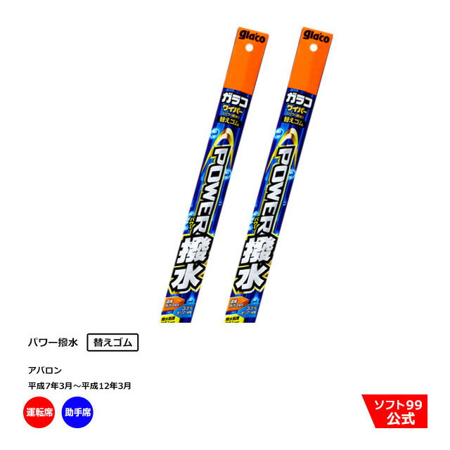 ソフト99 トヨタ アバロン （平成7年3月〜平成12年3月）ガラコワイパーパワー撥水 替えゴム 運転席側・助手席側セット