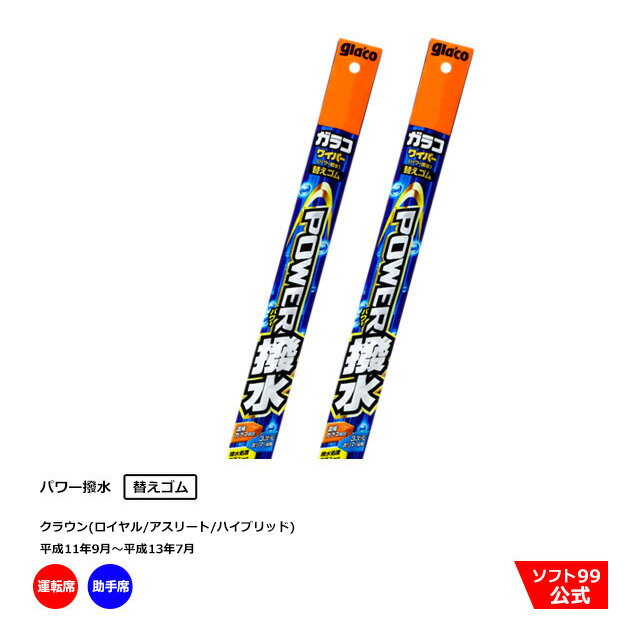 ソフト99 トヨタ クラウン(ロイヤル/アスリート/ハイブリッド) （平成11年9月〜平成13年7月）ガラコワイパーパワー撥水 替えゴム 運転席側・助手席側セット