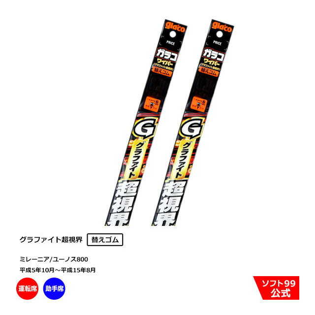 ソフト99 マツダ ミレーニア/ユーノス800 （平成5年10月〜平成15年8月）ガラコワイパーグラファイト 替えゴム 運転席側・助手席側セット