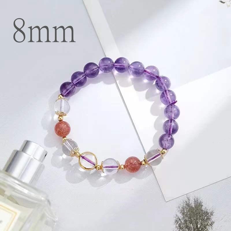 【BLACK FRIDAY ポイント10倍】 ブレスレット 水晶 天然石 ストロベリークォーツ アメジスト 本水晶 8ミリ パワーストーン レディース 恋愛運 赤 ブレスレット 苺 水晶 苺水晶 開運祈願 浄化 開運 魔除け 厄除け 原石 浄化用 人気 紫水晶 守護石 透明 8mm 紫水晶 素敵