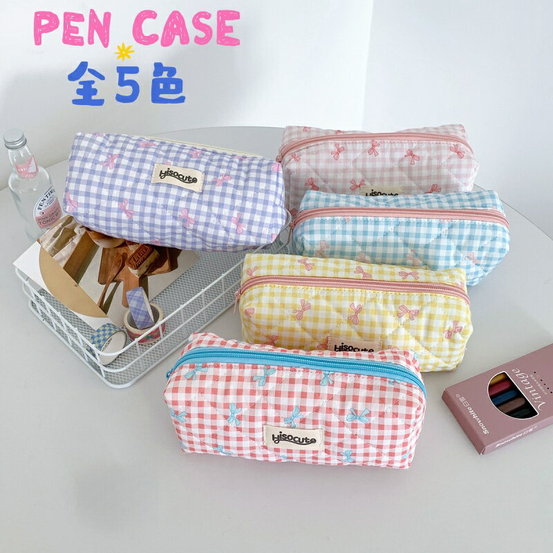 Rakuten - ペンケース ペン立て 約50g 全5色 チェック柄 サイズ20×8×8cm 大容量 可愛い チェック柄 ファスナー開閉 整理整頓 ペンポーチ クッション性ある 柔らかい おしゃれ ペンケース 高校生 女子 小学生 中学生 筆入れ 小物収納 ギフト シンプル 卓上収納 筆箱