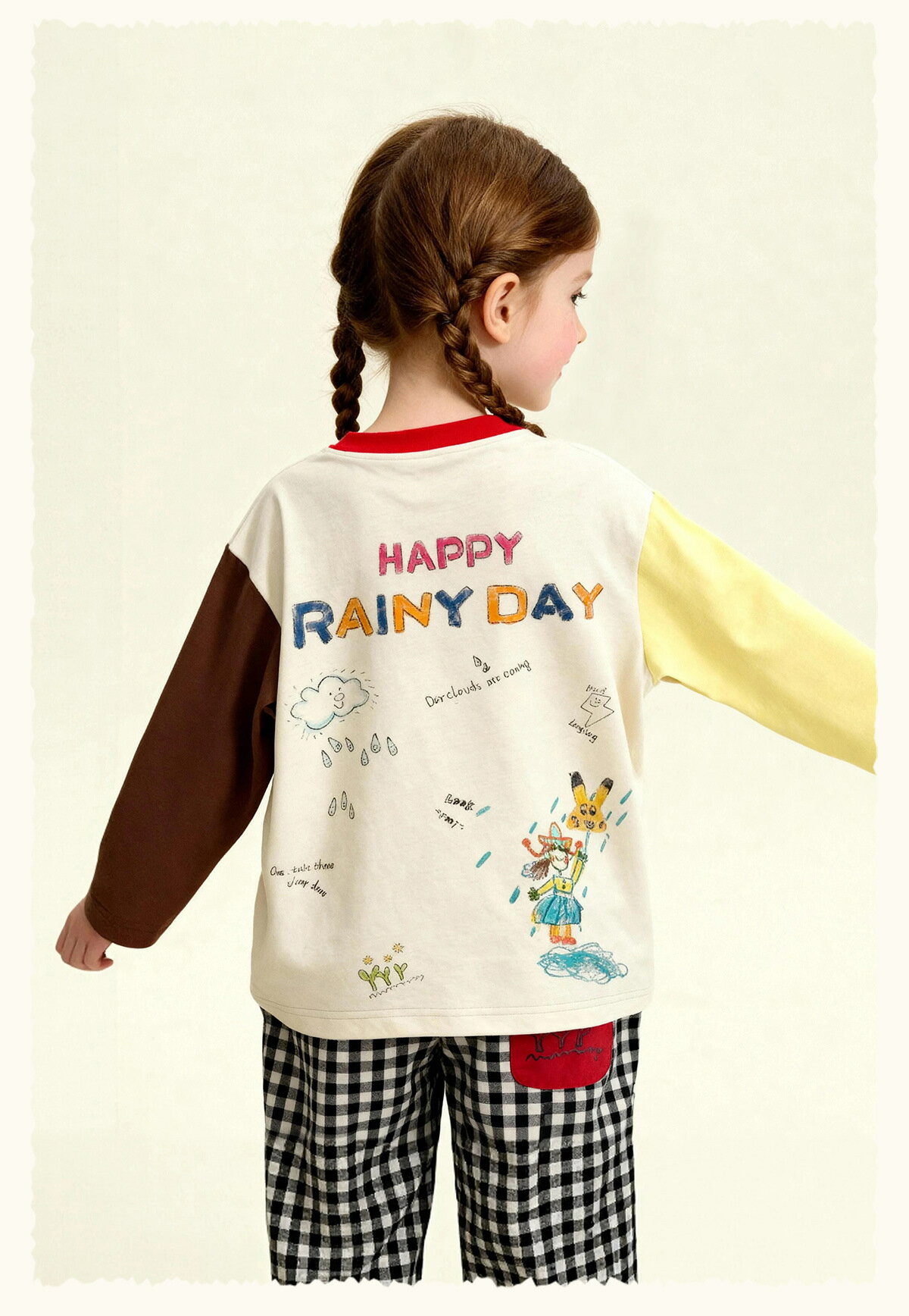 Rakuten - 長袖Tシャツ キッズ 女の子 綿 コットン ボーダー ピンク ベージュ 100cm 110cm 120cm 130cm 140cm 子供服 女児 ジュニア トップス 春秋 通園 通学 普段着 柔らかい 吸汗 洗濯機可 背面プリント カラフル
