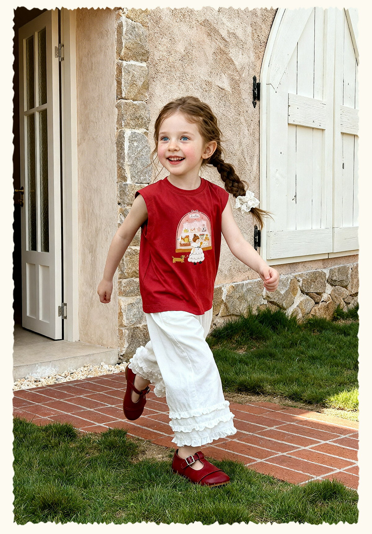 乐天商城 - 9分丈ワイドフリルパンツ ガールズ 春夏 レーヨン混 ホワイト 100/110/120/130/140cm キッズボトムス ゆったりパンツ カジュアルパンツ 通園 通学 春夏服 子供服 女児 ジュニア