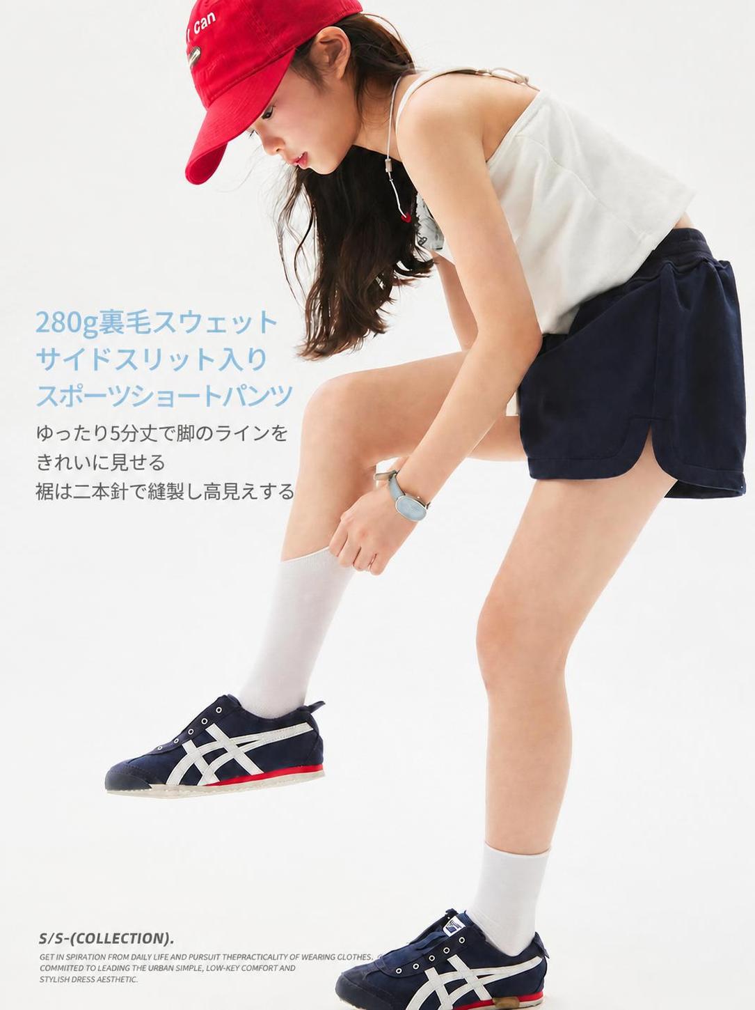 ガールズ ショートパンツ ガールズ 夏 綿混 ニットパイル Aライン 総ゴム サイドスリット 110cm 120cm 130cm 140cm 150cm 160cm 170cm ネイビー スポーツ カジュアル 通学 部屋着 ハーフパンツ 五分丈 短パン ボトムス クロップドパンツ キッズ ジュニア 女の子 子供 女子