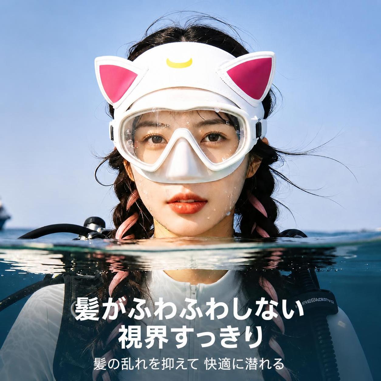 猫耳スポーツヘアバンド 男女兼用 四季 ネオプレン 約3mm厚 幅広 調節可能 速乾 50-60cm 約8cm幅 全3色 水泳 ダイビング シュノーケリング サーフィン フィットネス アウトドア 猫耳ヘッドバンド スイムヘアバンド ダイビングヘアバンド 水泳ヘアバンド ユニセックス 男性用