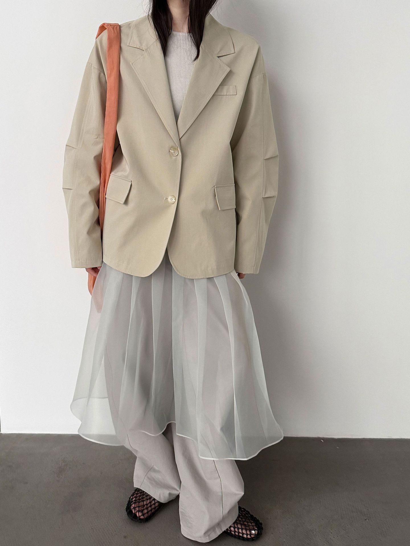 ジャケット レディース 春秋 綿 モダール 無地 ゆったり M-L 通勤 上着 ブレザー コート レディース服 綿混 落ち肩 平襟 オフィス 外出
