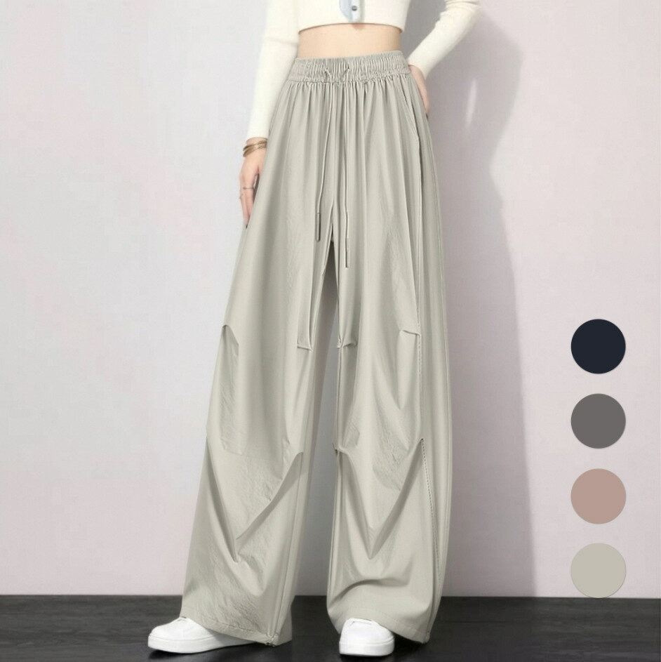 レディース薄手ワイドパンツ 速乾ドロスト春夏 軽やかなナイロン素材で仕立てた、春夏のデイリーに活躍するレディースワイドパンツです。ゆったりしたストレートシルエットで動きやすく、Tシャツやシャツ、スニーカーにも合わせやすい一本です。 高めのウエストにゴムとドローストリングを備え、フィット感を好みに合わせて調整できます。微ストレッチの薄手生地で、通勤や買い物、旅行、軽い外出にも取り入れやすいボトムスです。 ■ 商品の特徴 ナイロン88.3%、ポリウレタン11.7%の混紡生地を使用しています。 薄手で軽量な約300gのため、春夏の持ち歩きにも便利です。 高めのウエストにゴムとドローストリングを組み合わせ、フィット感を調整できます。 ゆったりしたストレートワイドシルエットで、動きやすい着用感です。 タックを取り入れた立体感のあるデザインが、パンツに表情を加えます。 微ストレッチのある生地で、日常動作に対応しやすい仕様です。 速乾タイプの薄手生地で、汗ばむ季節の普段使いに取り入れやすいパンツです。 不透明な生地を使用しており、透けにくい仕上がりです。 ■ カラー ダークネイビー | ライトグレー | グレー | ピンク ■ サイズ M | XL | L ■ 仕様 素材ナイロン88.3%、ポリウレタン11.7% セット内容ロングパンツ1本 重量約300g 透け感透けにくい不透明生地 適した季節春夏の温暖な時期 生地タイプ薄手の織物生地 ウエストゴム仕様、ドローストリング付き シルエットゆったりしたストレートワイド 伸縮性微ストレッチ ■ おすすめシーン Tシャツとスニーカーを合わせた日常のカジュアルコーデに。 シャツや短丈トップスを合わせる通勤スタイルに。 荷物を軽くしたい旅行やショッピングに。 温暖な季節の散歩や軽い屋外活動に。 ゆったり動きたい休日のリラックスコーデに。 ※サイズは平置き実寸のため、採寸方法により1-3cm程度の誤差が生じる場合がございます。※モニター環境により実物と色味が異なる場合がございます。※お手入れの際は取扱表示に従い、濡れたまま放置せず形を整えて風通しのよい場所で保管してください。※速乾性の感じ方には使用環境などにより差がございます。