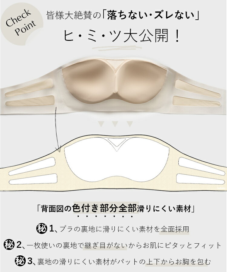 ＼2着目40%OFFクーポン／ストラップレスブラ 落ちない ずれない 紐なしブラ ノンワイヤーブラ チューブトップ ブラ ストラップレス ブラジャー 肩紐なし 小胸 ストラップレス ブラ ベアトップ ブラ単品 ブラトップ 小胸 脇高 肩紐なし ドレスインナー チューブトップ