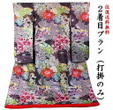 【レンタル】2着目プラン/レンタル色打掛/グレー扇華蘭花/個性的なグレーの地色に光沢のある赤紫糸の印象的な色打掛/花嫁和装