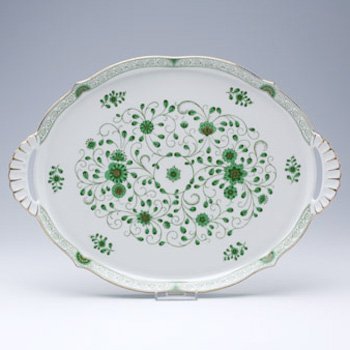 リンドナー　アルトランクグリーン　トレー手付き39cm Lindner　ドイツ　洋食器