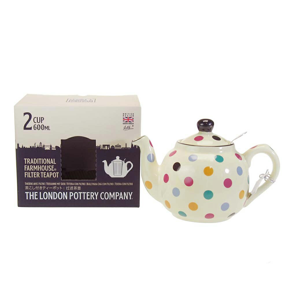 樂天商城 - ロンドンポタリー ファームハウス ティーポット 2cup アイボリー/ドット イギリス 洋食器 機能美