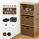 収納バスケット ペーパーバスケット 収納ボックス かご 収納かご 折りたたみ 手編み L サイズ 2個セット 収納 幅38×奥行26×高さ24cm L 大きい ...