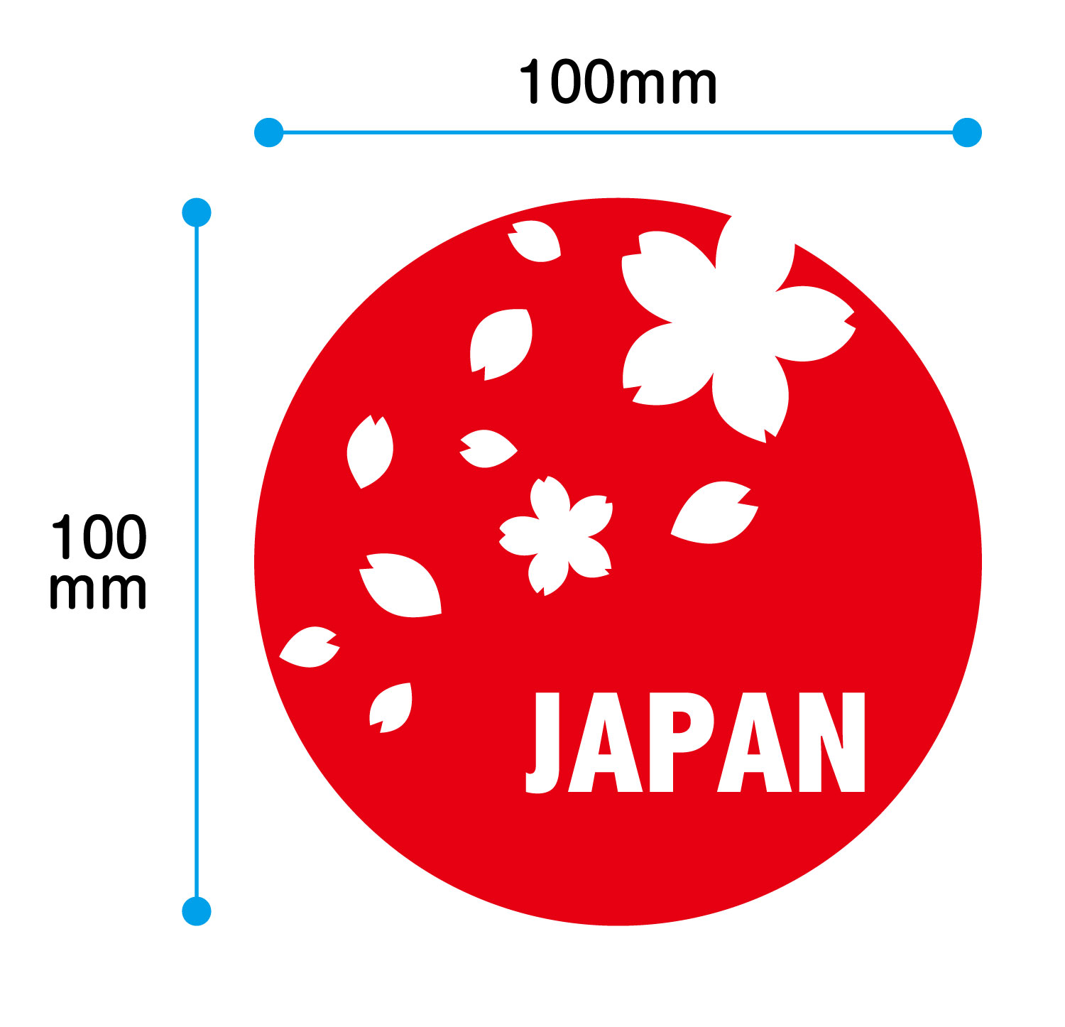 【限定】【送料無料】JAPAN ステッカー 100x100mm UVカットラミネート加工 日本 日の丸