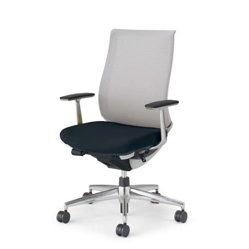 コクヨ オフィスチェア ベゼル チェア モデレートタイプ ランバーサポートなし 固定肘 ホワイトフレー..