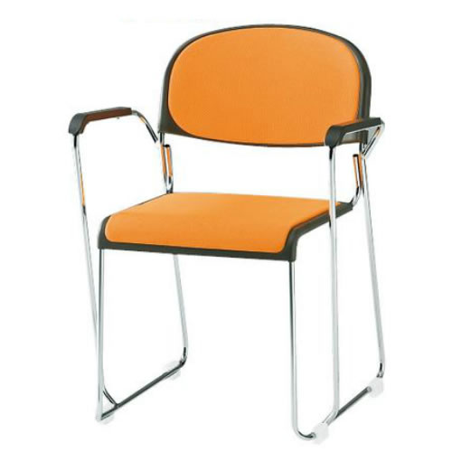 TOKIO 4脚セット 会議椅子 ミーティングチェア 椅子 会議用イス 会議用チェア メッキ脚 肘付 布張り FNM-10AF-S-SET