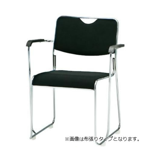 TOKIO 会議椅子 4脚セット ミーティングチェア 椅子 会議用イス 会議用チェア メッキ脚 肘付 ビニールレザー張り FSC-25MAL-S-SET