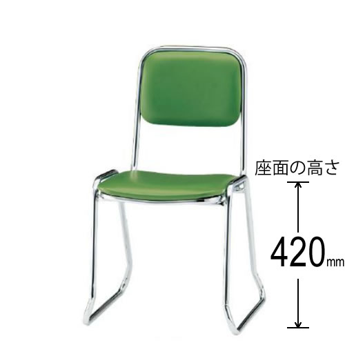 TOKIO 会議用 椅子 4脚セット スタッキングチェア ミーティングチェア 食堂用チェア ビニールレザー張り ループ脚 座面高420mm FSC-420-SET