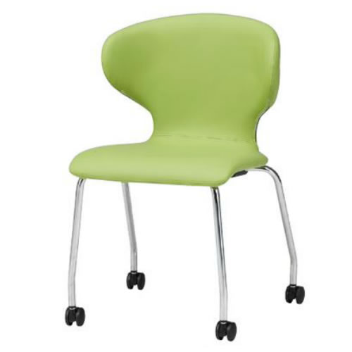 TOKIO スタッキングチェア 2脚セット ミーティングチェア リフレッシュチェア キャスター脚 ビニールレザー張り PN-K60NL-SET