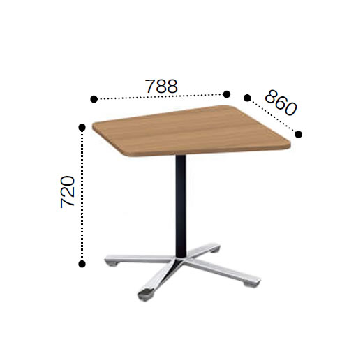 コクヨ VIENAビエナ シリーズ会議 ミーティング テーブル 天板固定単柱脚アジャスタータイプ 台形天板 ポリッシュ脚 幅860奥行788ミリ MT-VD87P-E
