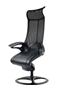 オカムラ レオパード チェア ハイバック ブラックフレーム 革張りCE93B