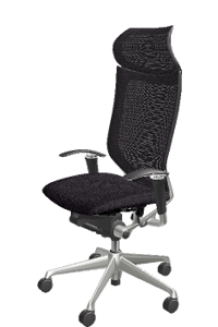 オカムラ バロン チェア グラデーションサポートメッシュタイプ エクストラハイバック シルバーフレーム アジャストアーム 固定ヘッドレスト付CP87D