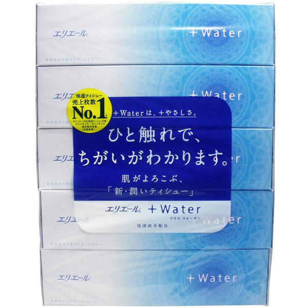 【送料無料】大王製紙 エリエール　+Waterティシュー　360枚(180組)×5個パック