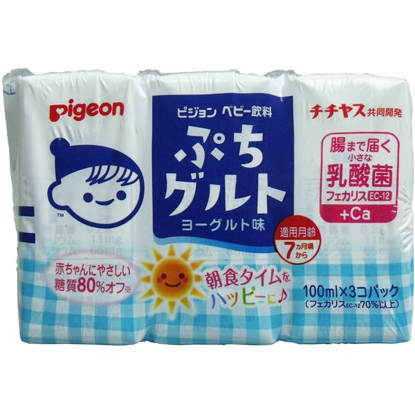 ピジョン ピジョン&チチヤス ベビー飲料 ぷちヨーグルト味 100mL×3個パック　送料無料