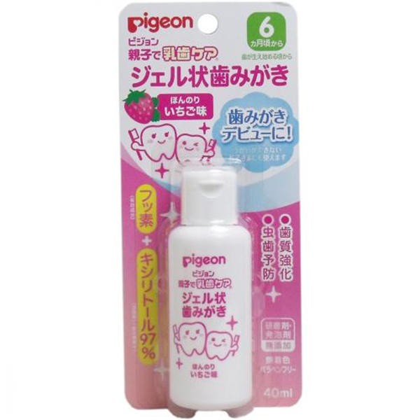 ピジョン ピジョン 親子で乳歯ケア ジェル状歯みがき いちご味 40mL【6個までメール便、他商品と同梱不可】