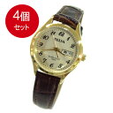 4個まとめ買い [クレファー]CREPHA 婦人用腕時計 アナログ表示 デイデイト 10気圧防水 ゴールド TEV-1207-CH レディース　 [宅急便] 送料無料 × 4個セット