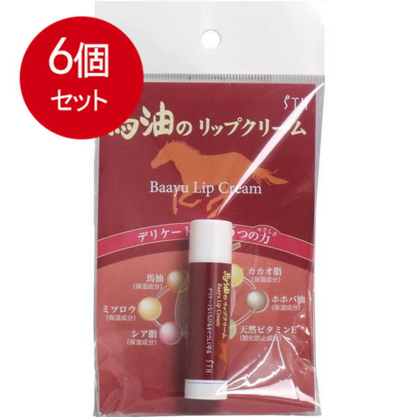 6個まとめ買い 馬油のリップクリーム 4g メール便送料無料 × 6個セット