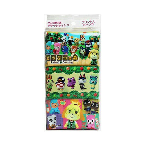 ハヤシ商事 どうぶつの森 水に流せるポケットティシュ 16枚(8組)×6個入　メール便送料無料