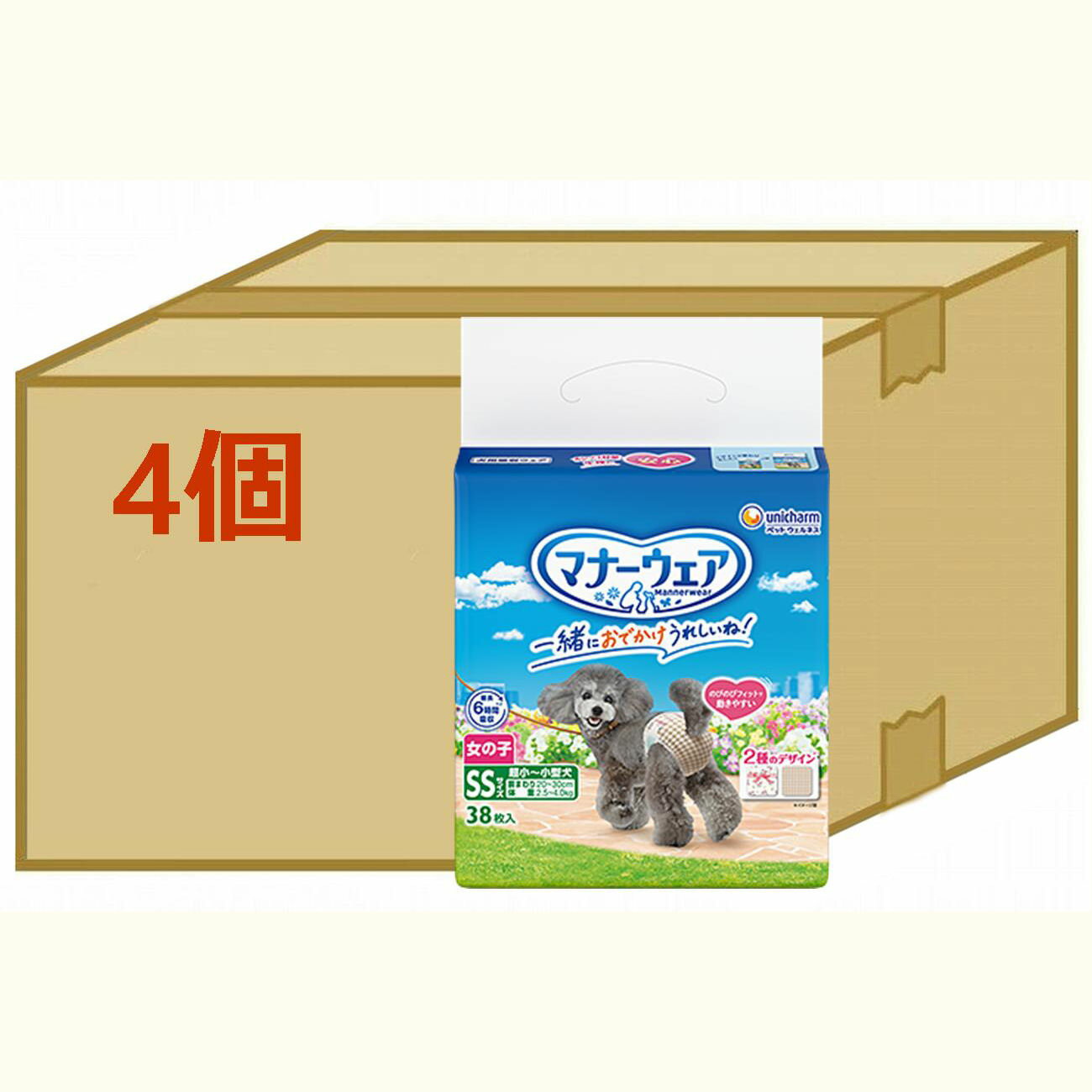 【ケース販売】マナーウェア　女の子用SS　モダンチドリ・クラシカルブーケ柄　38枚　4個セット