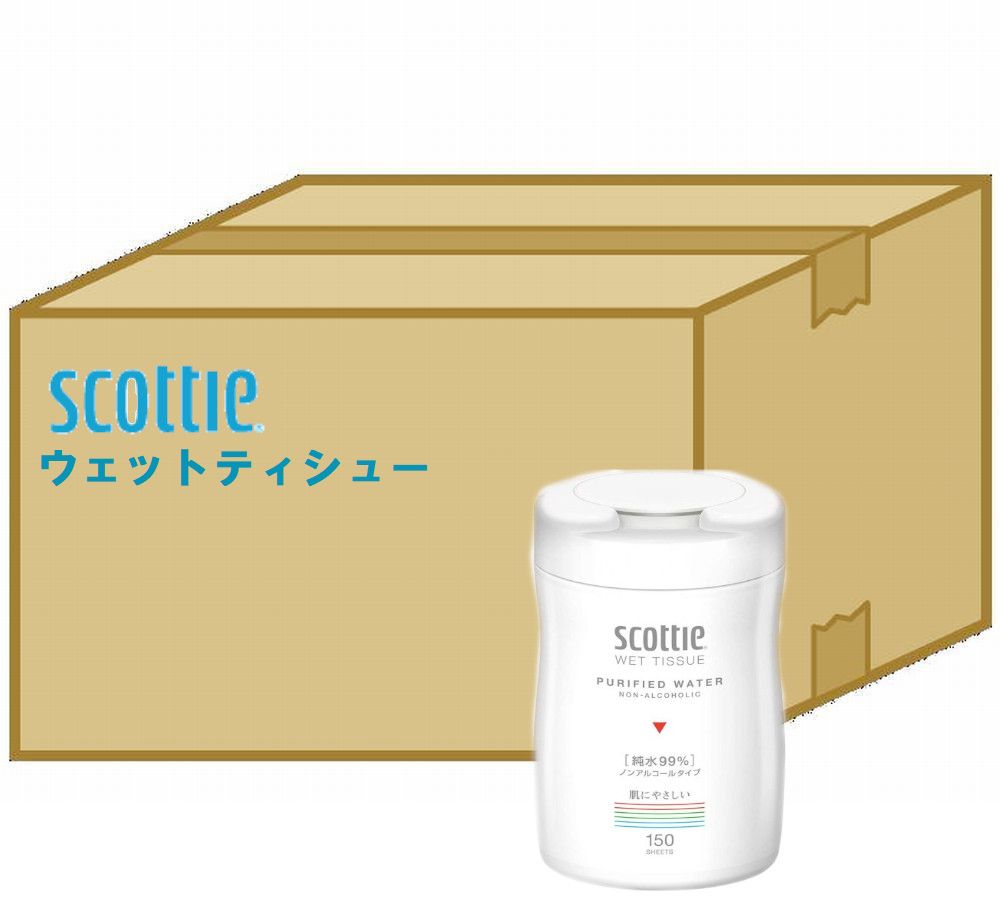 【ケース販売】Scottie/スコッティ ウェットティッシュ 純水99％ 150枚 × 12本 ノンアルコールタイプ [日本製紙クレシア]（3105754） 1