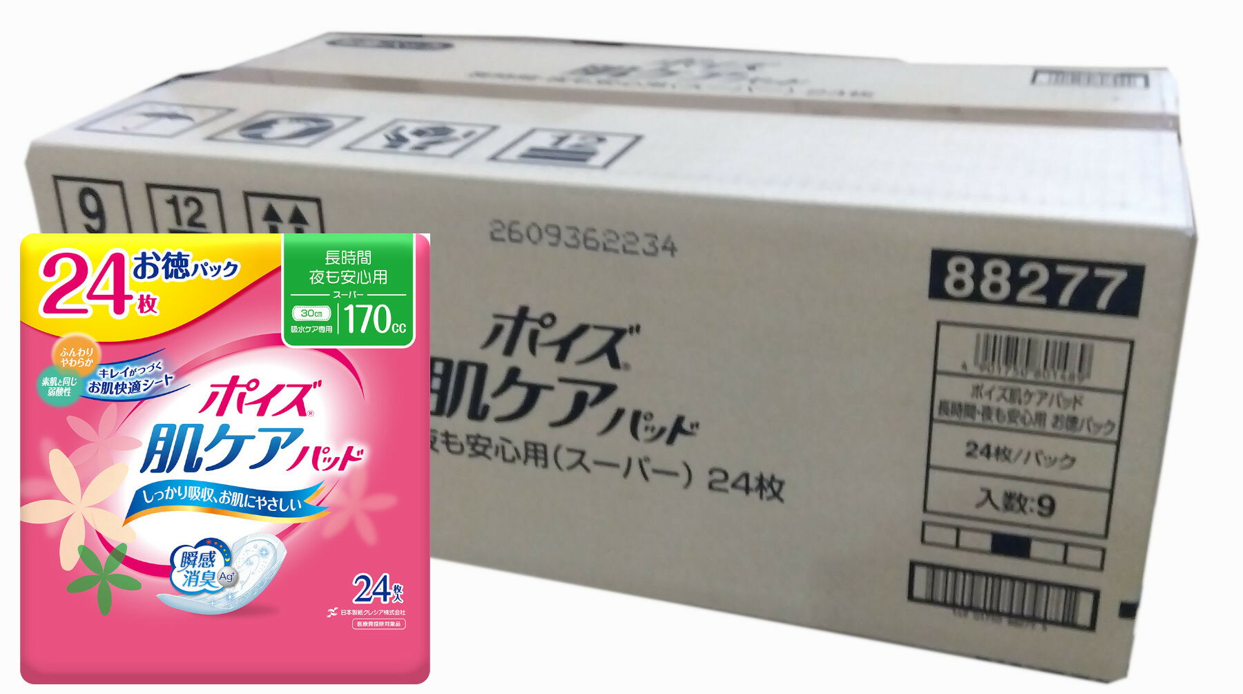 【9個で送料込】日本製紙クレシア ポイズパッド 超吸収ワイド 男性用 12枚入 ( 尿とりパッド ) ×9点セット ( 4901750801496 )