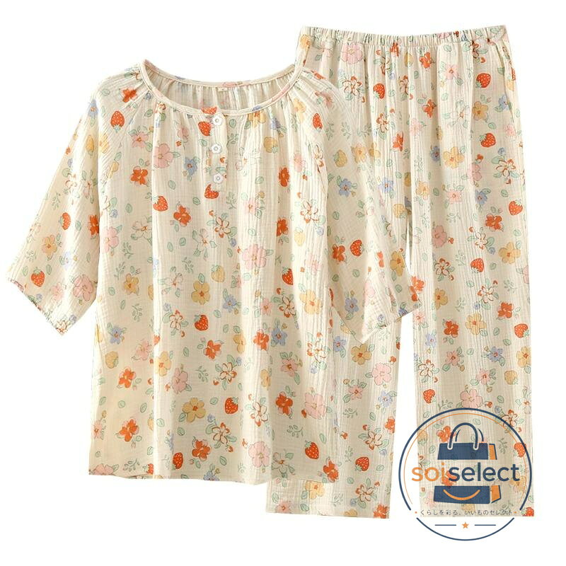 レディース・ルームウェア サイズ：M L XL 素材：コットン100% シーズン：春夏秋 生産国：中国 注意事項： パソコンのモニターやスマートフォンなどの違い、撮影時の環境などにより、実際の商品とは多少色味の異なる場合がございますのでご了承ください。