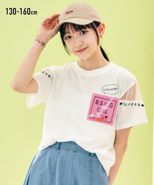 【2月16日11時～17日11時までのタイムSALE】【アウトレット】PVC使い吹き出しTシャツ（女の子　子供服　ジュニア服）のサムネイル
