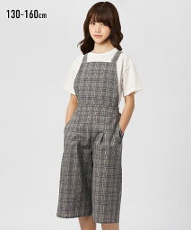 【アウトレット】2点セット（チェック柄オールインワン＋Tシャツ）（女の子　子供服・ジュニア服）