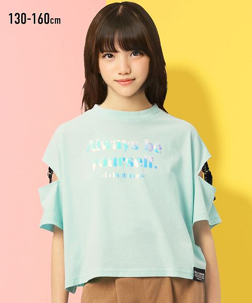 【アウトレット】 ショート丈ビッグシルエットTシャツ (女の子 子供服・ジュニア服)のサムネイル
