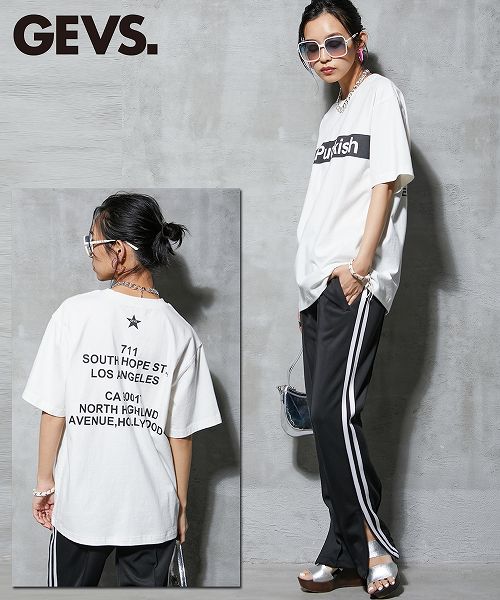 【2月24日11時～25日11時までのタイムSALE】【アウトレット】大きいサイズ 綿100％ロゴプリントピグメントTシャツ GEVS.のサムネイル