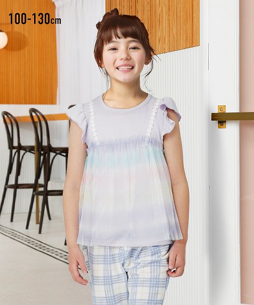 【アウトレット】オーロラチュールドッキングTシャツ（女の子　子供服）のサムネイル