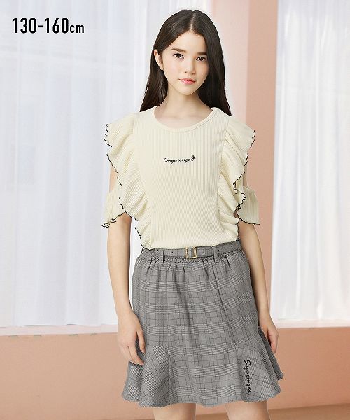 【アウトレット】 肩開きフレアTシャツ (女の子 子供服・ジュニア服) (s)のサムネイル