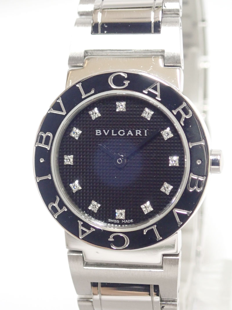 BVLGARI/ブルガリ ブルガリブルガリ BB26SS/12 QZ 黒 レディース　12Pダイヤ　腕時計【中古】【ブルガリ】【BB26SS】