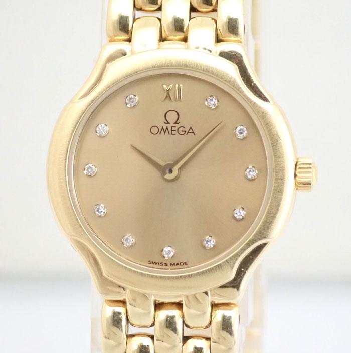 OMEGA　オメガ デビル レディース　750YG（K18）11Pダイヤ クオーツ 腕時計 中古美品【中古】【オメガ】【デヴィル】【デビル】【750YG】【K18】